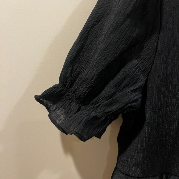 Small Lulus Favorite Day Black Puff Sleeve Tiered Mini Dress - Picture 6 of 11
